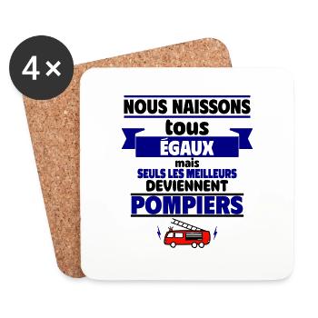 tous les hommes pompiers - Dessous de verre (lot de 4) - blanc - Devant