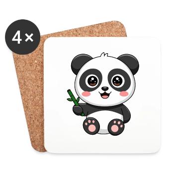 Süßer Baby Panda mit Bambus - Untersetzer (4er-Set) - Weiß - Vorne