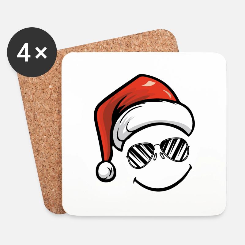 Smileface Nikolaus - Untersetzer (4er-Set) - Weiß