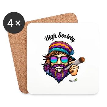 High Society - Kiffer Chillbert - High Art - Untersetzer (4er-Set) - Weiß - Vorne
