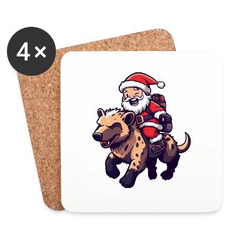 Hyena Santa Claus - Coasters (set of 4) - white - Front