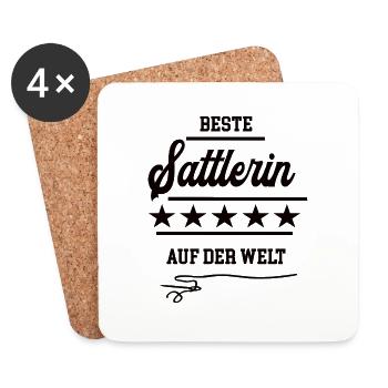 Sattlerin Sattler Frauen Autosattler Ledersattler - Untersetzer (4er-Set) - Weiß - Vorne