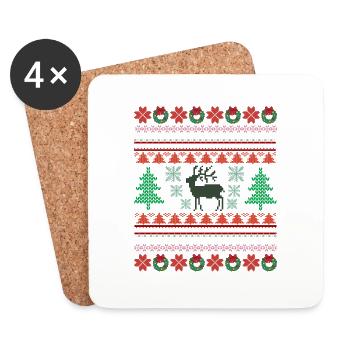 Retro Christmas Pattern 2 - Coasters (set of 4) - white - Front