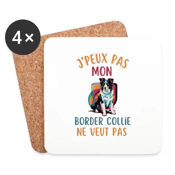 mon border collie ne veut pas chien doux - Dessous de verre (lot de 4) - blanc - Devant