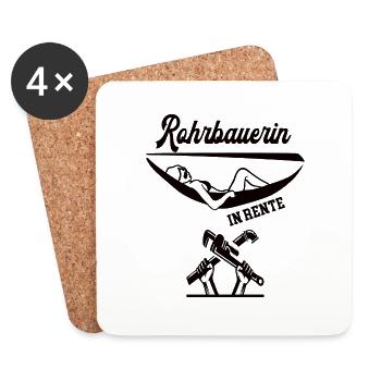 Rohrbauerin in Rente Rentenbeginn Rohrbau Frauen - Untersetzer (4er-Set) - Weiß - Vorne