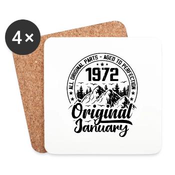 1972 January Original 52 Years Anniversary Gift - Coasters (set of 4) - white - Front