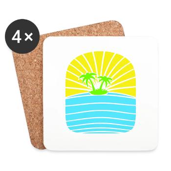 Palm Tree Island Tree Beach Holiday Coconut Sea Cool - Coasters (set of 4) - white - Front