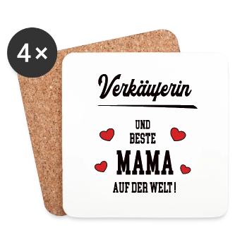 Beste Mama Verkäuferin Muttertag Geburtstag Mutter - Untersetzer (4er-Set) - Weiß - Vorne
