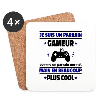 Je suis un parrain gameur plus cool - Dessous de verre (lot de 4) - blanc - Devant