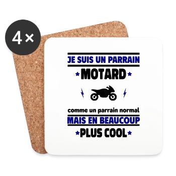 Je suis un parrain motard plus cool - Dessous de verre (lot de 4) - blanc - Devant