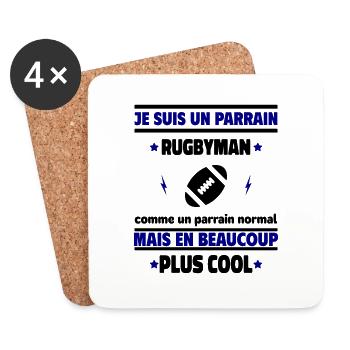 Je suis un parrain rugbyman plus cool - Dessous de verre (lot de 4) - blanc - Devant