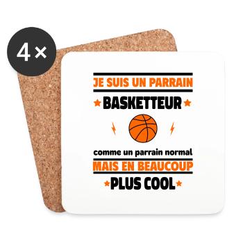 Je suis un parrain basketteur plus cool - Dessous de verre (lot de 4) - blanc - Devant