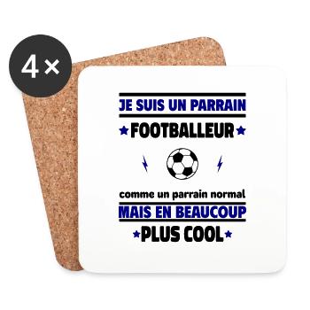 Je suis un parrain footballeur plus cool - Dessous de verre (lot de 4) - blanc - Devant