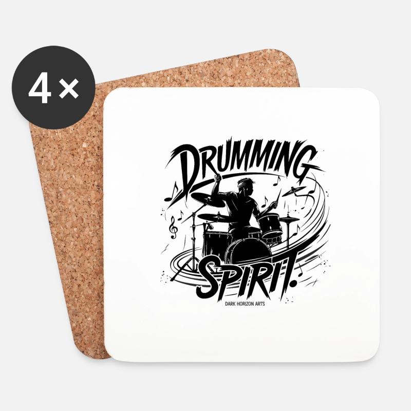 Drumming Spirit - Dynamic Blackwork Art - Untersetzer (4er-Set) - Weiß