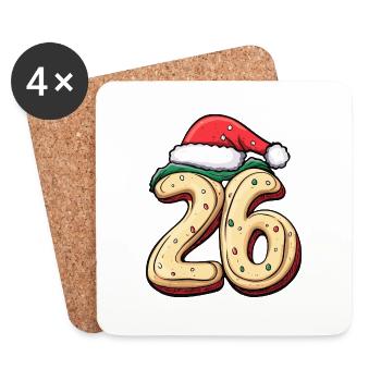 26 Number Christmas Cookie - Coasters (set of 4) - white - Front
