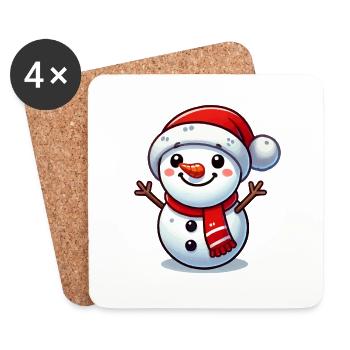 Bonhomme de neige - Dessous de verre (lot de 4) - blanc - Devant