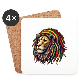 Rasta Lion - Dessous de verre (lot de 4) - blanc - Devant