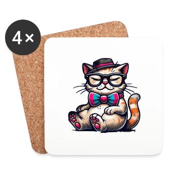 stylish cat - Coasters (set of 4) - white - Front