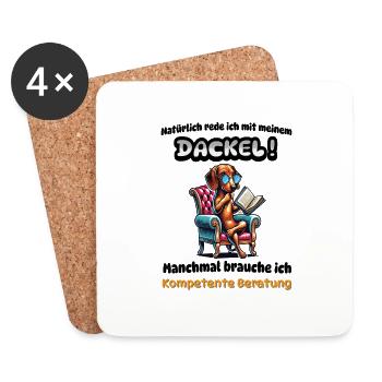 Dackel Beratung T-Shirt Desing - Untersetzer (4er-Set) - Weiß - Vorne