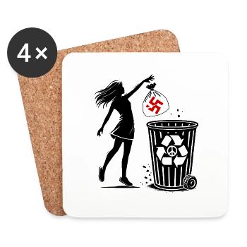 FCK NZS - Against the Right - keep your environment clean - Coasters (set of 4) - white - Front
