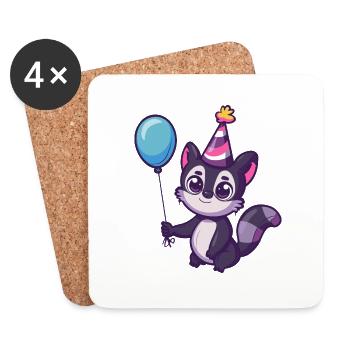 Skunk Birthday Comic Cute - Coasters (set of 4) - white - Front