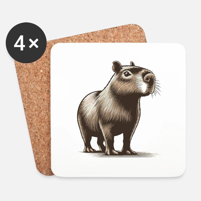 Capybara - Coasters (set of 4) - white