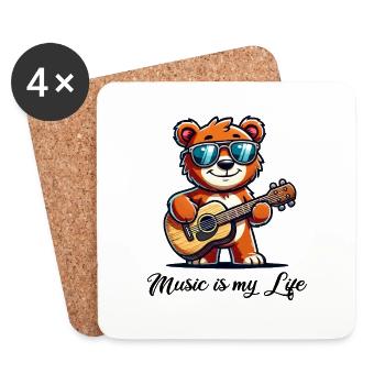 Bear Guitar - Coasters (set of 4) - white - Front