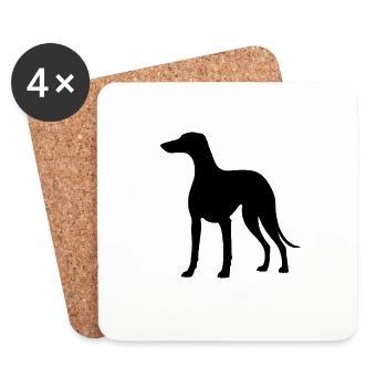 Windhund Silhouette - Untersetzer (4er-Set) - Weiß - Vorne