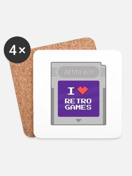 Retro Boy - I love retrogames - Coasters (set of 4) - white