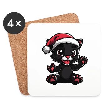 Panther Weihnachten - Untersetzer (4er-Set) - Weiß - Vorne