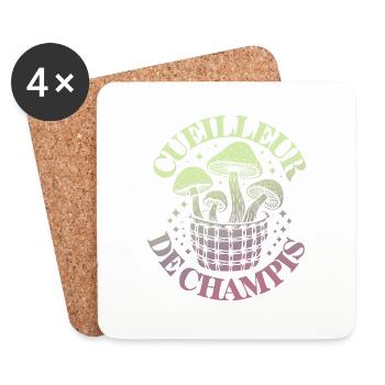 Cueilleur de Champis - Dessous de verre (lot de 4) - blanc - Devant