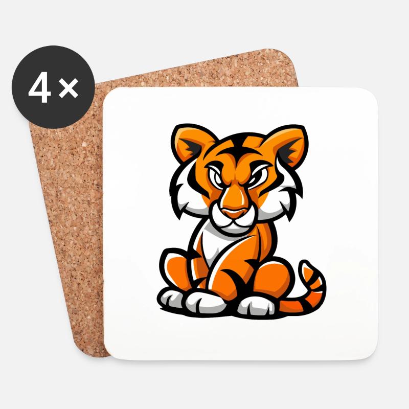 Tiger Comic - Coasters (set of 4) - white
