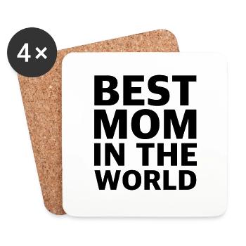 Meilleure maman du monde | Famille, Enfant, Bébé - Dessous de verre (lot de 4) - blanc - Devant