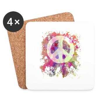 Peace World Peace Flower Power Gift - Coasters (set of 4) - white - Front