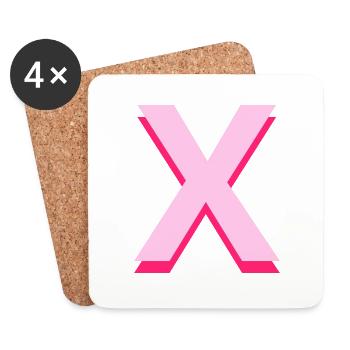 Pop und moderner rosa Buchstabe X - Untersetzer (4er-Set) - Weiß - Vorne
