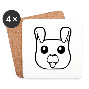 Visage de chien Petit chiot heureux Animal de compagnie - Dessous de verre (lot de 4) - blanc - Devant