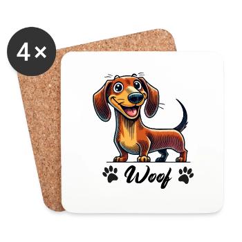 dackel woof - Untersetzer (4er-Set) - Weiß - Vorne
