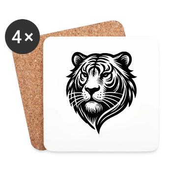 Tiger Head Logo - Coasters (set of 4) - white - Front