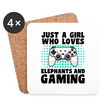 Gamer & Elefanten Videospiele & Majestic Power - Untersetzer (4er-Set) - Weiß - Vorne