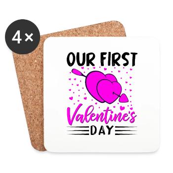 xoxo love you amore Blumen Frauen Valentinstag 14 - Untersetzer (4er-Set) - Weiß - Vorne