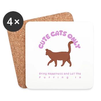 Only Cute Cats - Design pour les amoureux des chats - Dessous de verre (lot de 4) - blanc - Devant