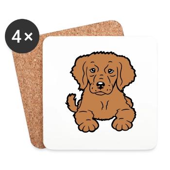 puppy dog looks good cute faithful sweet sweet look - Coasters (set of 4) - white - Front