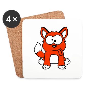 chien renard drôle grimace plisser la langue - Dessous de verre (lot de 4) - blanc - Devant