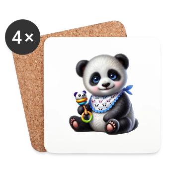 Adorable bébé panda aux yeux bleus - Dessous de verre (lot de 4) - blanc - Devant