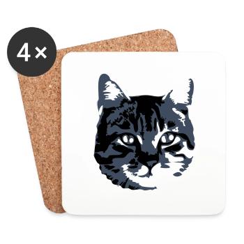 Cat Realistic Pet Cute Cute Kitten - Coasters (set of 4) - white - Front