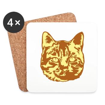 Cat Realistic Pet Cute Cute Kitten - Coasters (set of 4) - white - Front