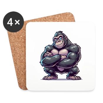 Gorilla Funny Comic - Coasters (set of 4) - white - Front