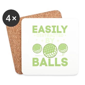 Easily Distracted By Balls Golfer Golf - Untersetzer (4er-Set) - Weiß - Vorne
