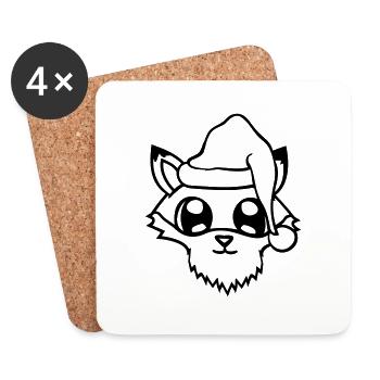 Fox Red Fox Santa Claus Christmas Gift - Coasters (set of 4) - white - Front