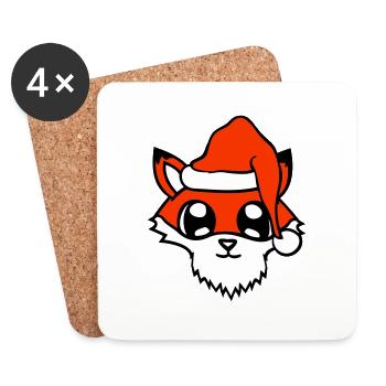 Fox Red Fox Santa Claus Christmas Gift - Coasters (set of 4) - white - Front